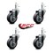 Service Caster 3.5'' Thermo Rubber Wheel Swivel 7/16'' Grip Ring Stem Caster Set, 4PK SCC-GR20S3514-TPRB-716138-4 - alternate 4